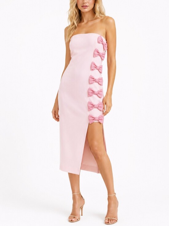 Anthropologie Dresses & Skirts - Anthropologie BHLDN Strapless Lia Midi Bow Dress in Pink